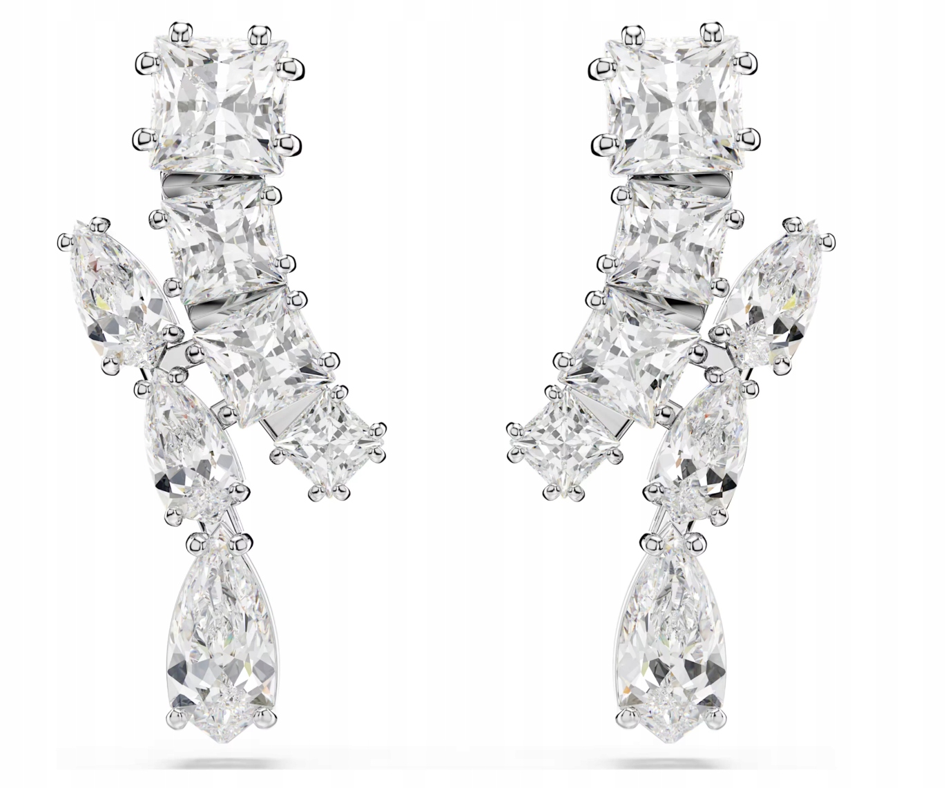 Swarovski Náušnice Matrix výbrusy různé bílé Rhs Dárek