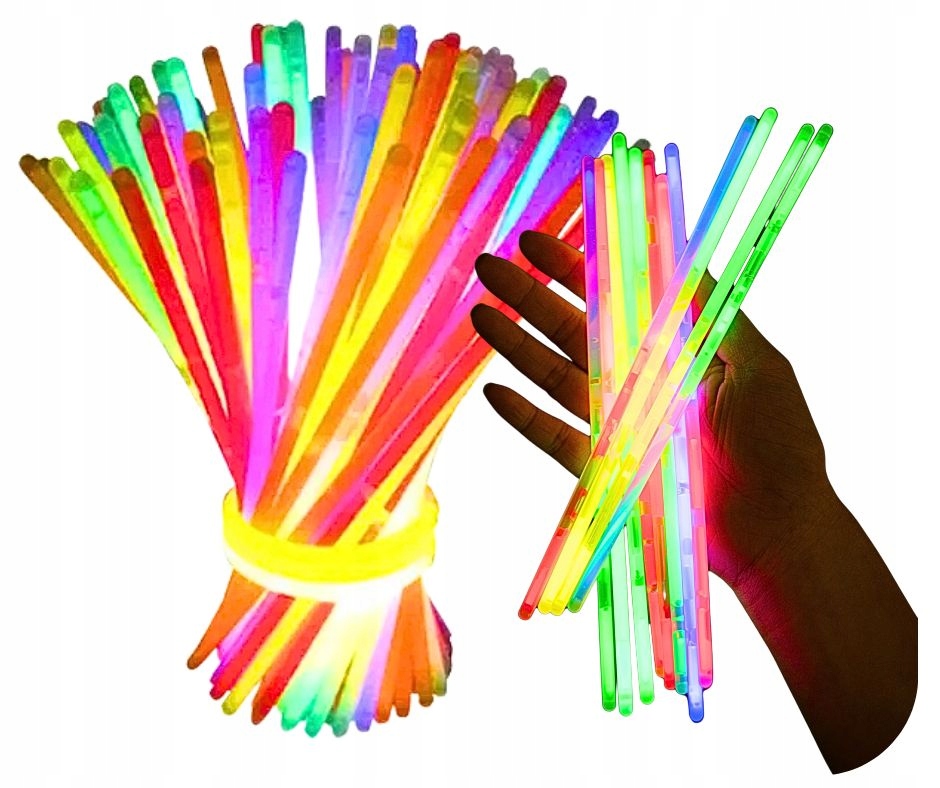 OPASKI FLUORESCENCYJNE BRANSOLETKI 100SZT. PAŁECZKI ŚWIECĄCE W CIEMNOŚCI