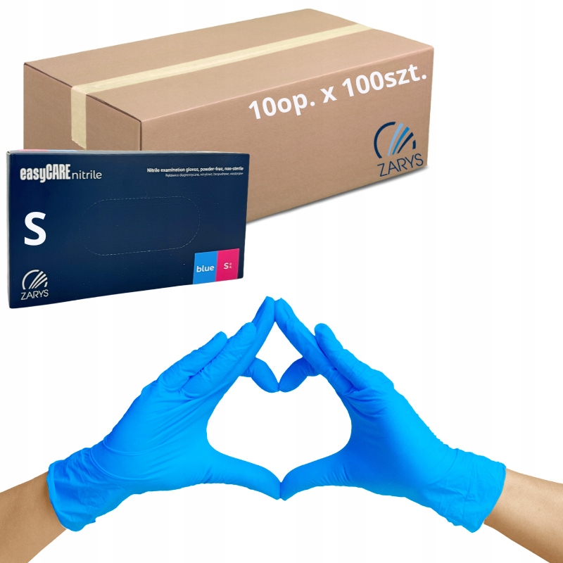 Levně Nitrilové rukavice na jedno použití Bezpudrové Obrys modré vel. S 1000 ks