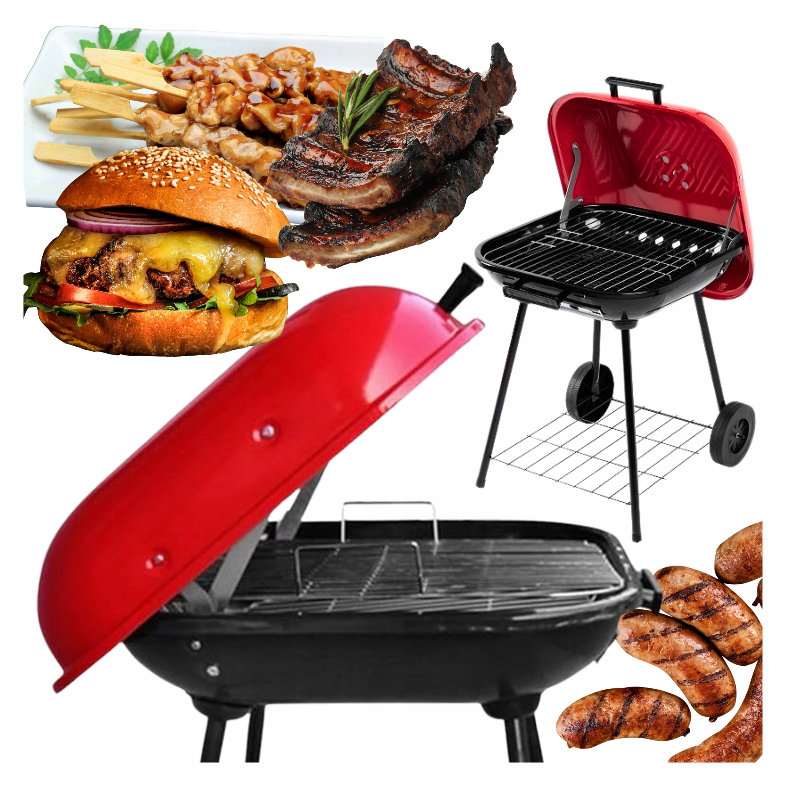 Uhlíkový Zahradní Gril Na Kolečkách S Víkem, popelník, uzamykatelné ohniště