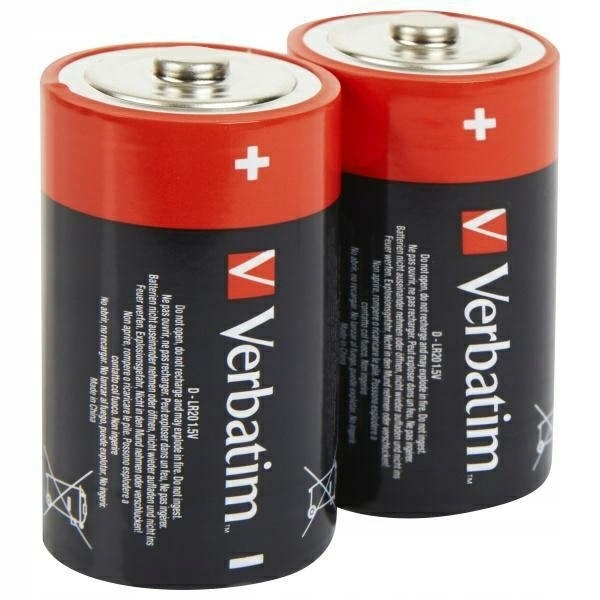 Verbatim Bateria alkaliczna D LR20 2szt czarny/black 49923