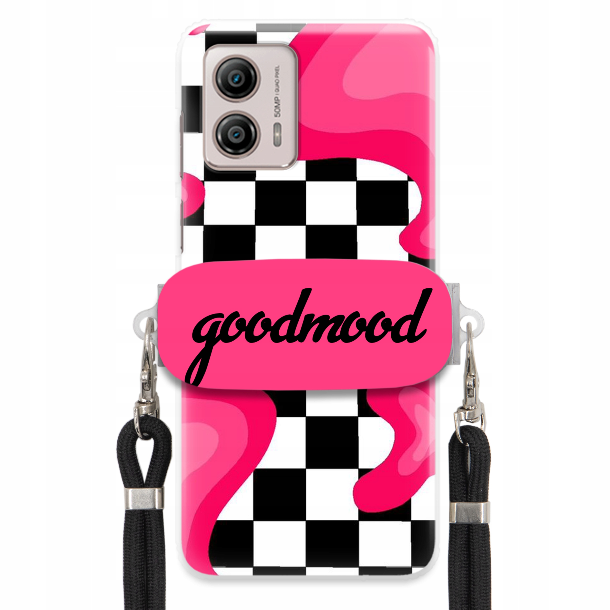 Puzdro Na Motorola G53 Sada Case Držiak Na Vodítko Čierna Pre Teenagerov Splash