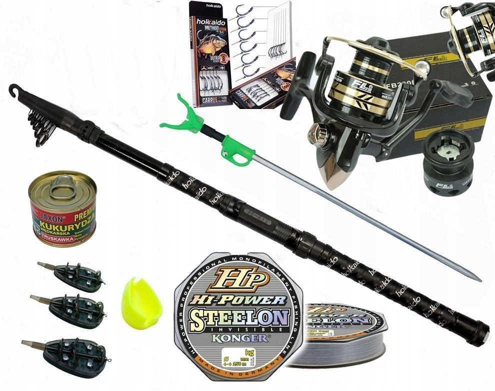 Zestaw Wędkarski Gruntowy z akcesoriami zestaw na jezioro, rzekę, staw