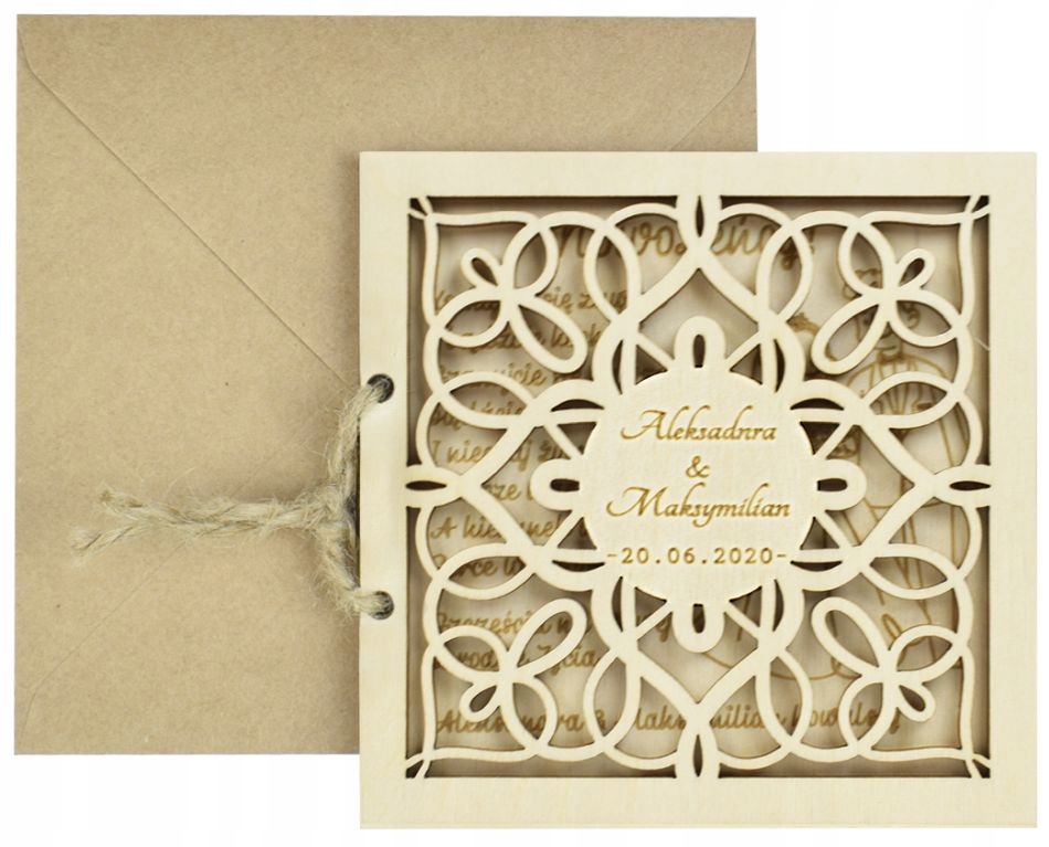 

Ślub Drewniana Kartka Ślubna Personalizowana