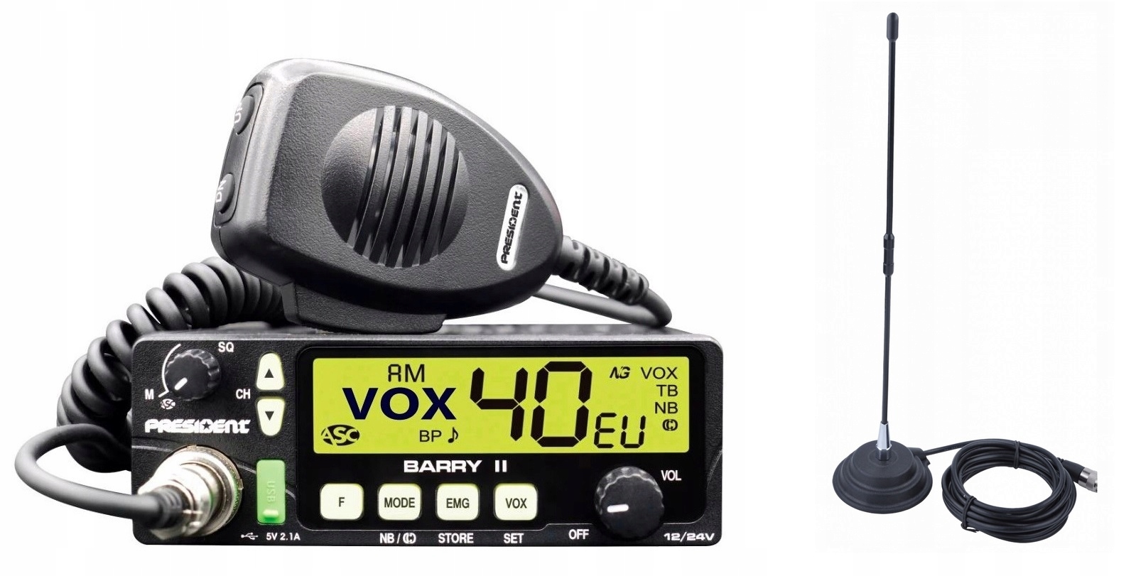 President Barry II Cb Rádio Am Fm Vox magnetická anténa Cb Quer Fourth