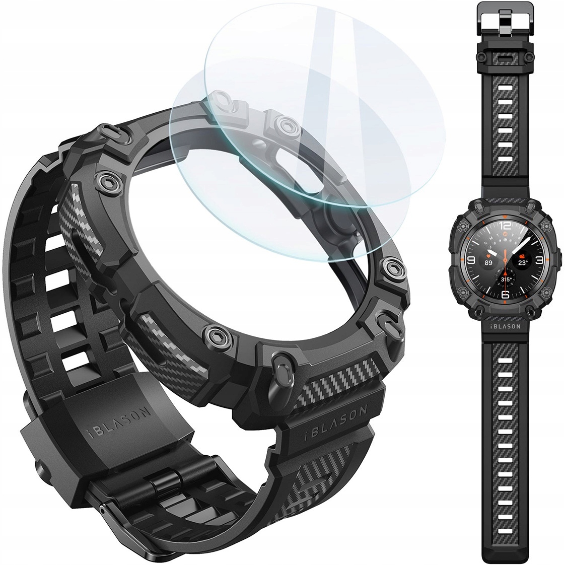 Pouzdro s páskem 2x sklo Supcase pro Galaxy Watch Ultra 47 mm, stylové a pevné