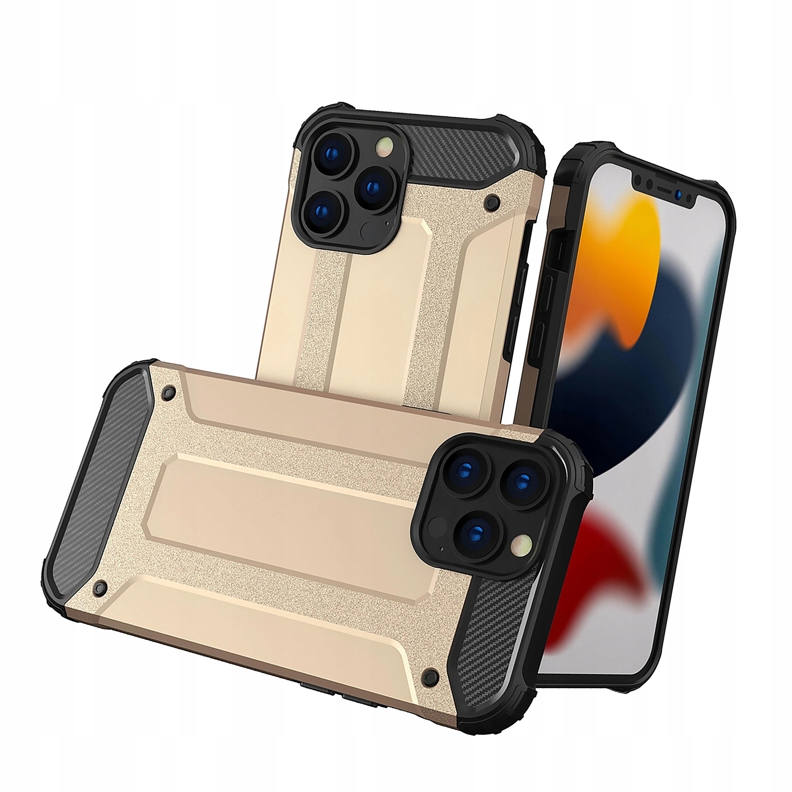 Hybrid Armor pancerne hybrydowe etui pokrowiec iPhone 13 Pro złoty