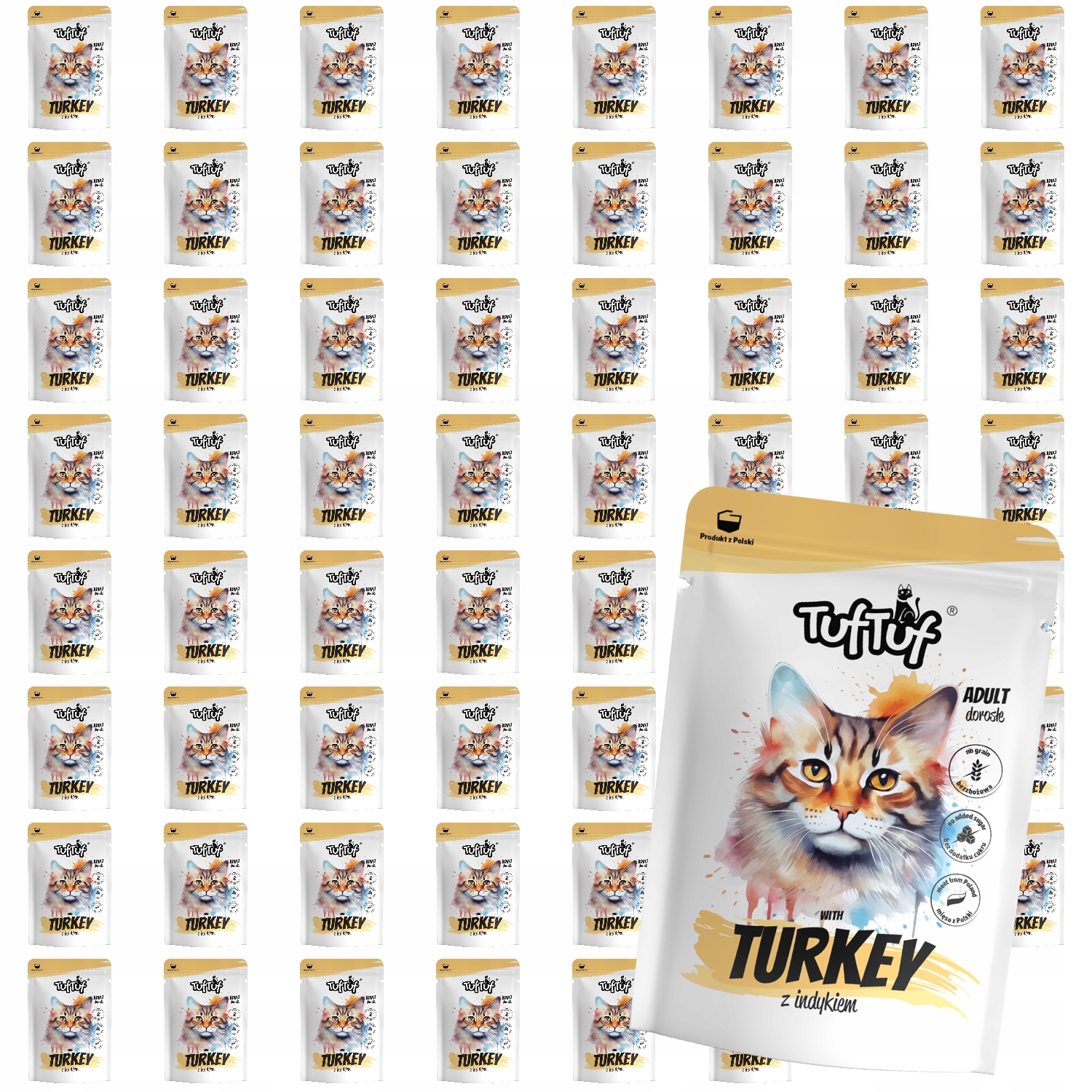 Levně Mokré Krmivo Pro Kočky TufTuf Kapsička mletý s krůtím masem Set 60x100g