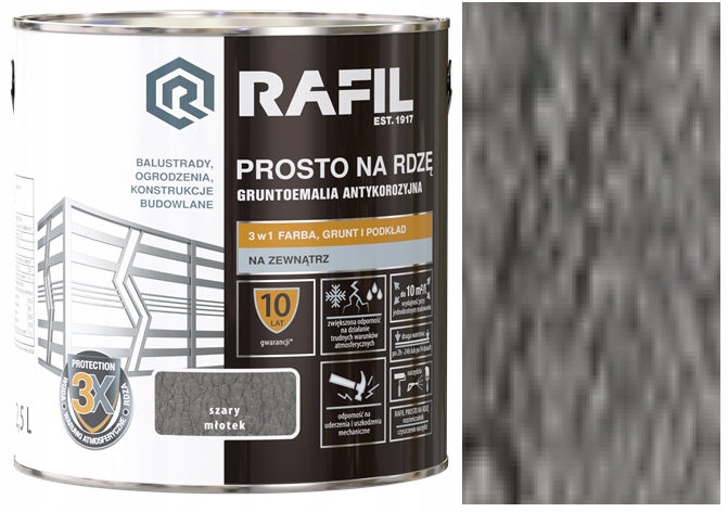 Rafil Přímo Na Rez 2,5 L Šedý Kladívkový