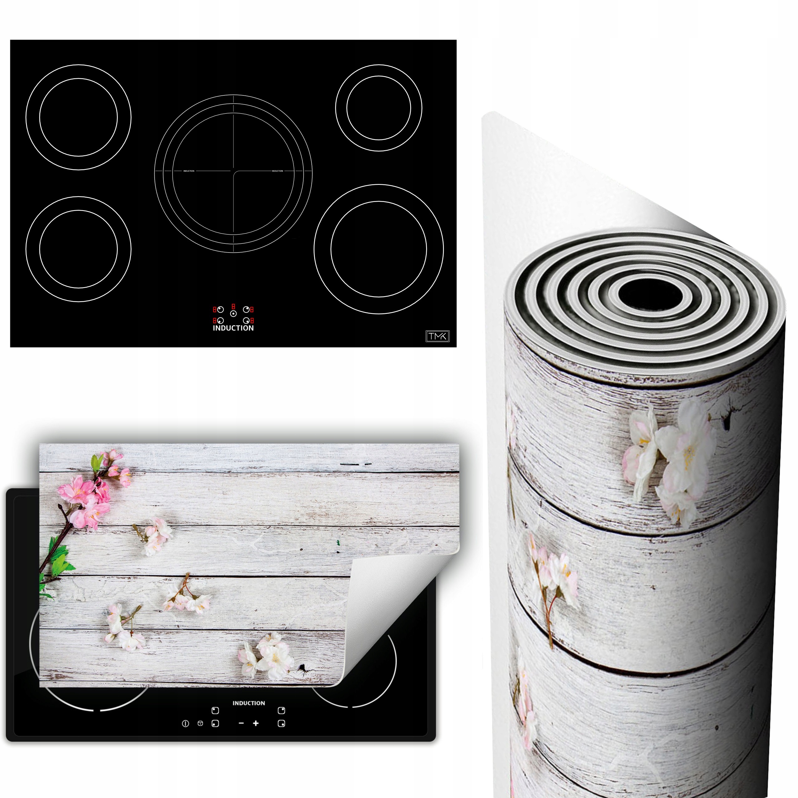 Vinylová Podložka Ochrana Kuchyňské Desky 90x52 Květiny dřevo