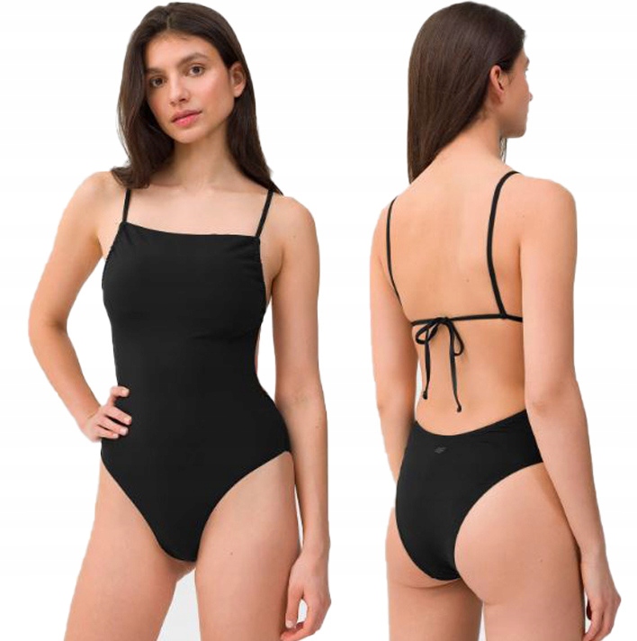 Jednodílné plavky 4F F022 kostým odhalená záda černá 2XL