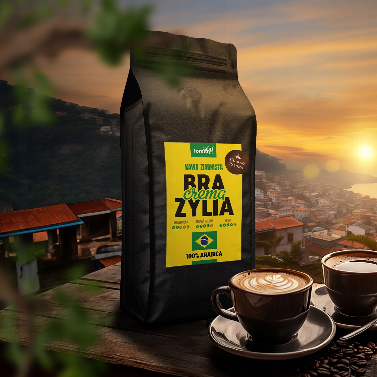 Kawa Ziarnista 1kg BRAZYLIA CREMA 100% Arabica ŚWIEŻO PALONA Tommy Cafe Kod producenta 420