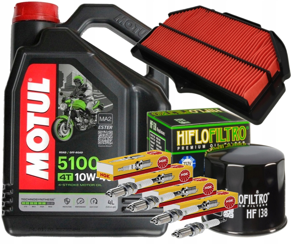 HFA3908 ZESTAW OLEJ MOTUL 5100 10W40 4L ŚWIECE FILTRY SUZUKI GSX-R600 01-03