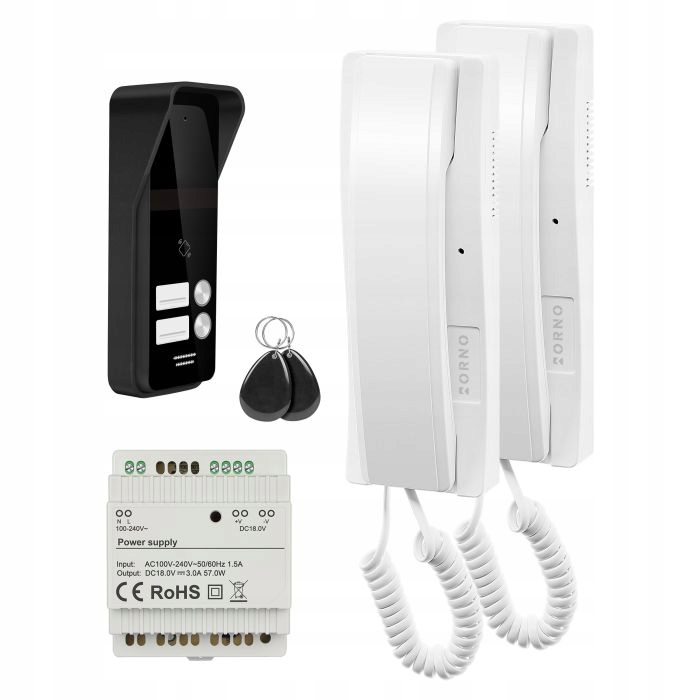Orno Domofónový dvojgeneračný set Enir 2-žilový Čítač kľúčeniek Biely