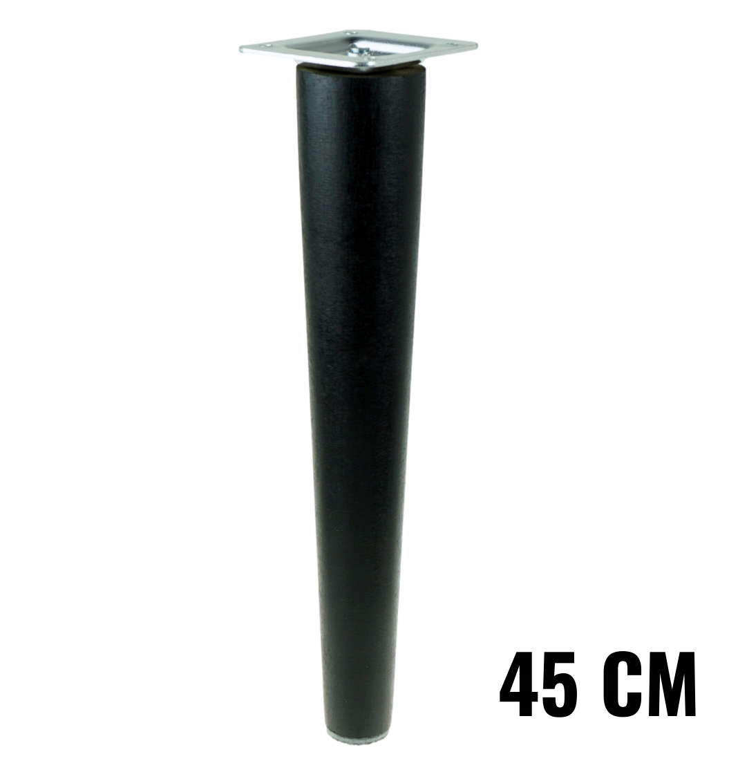 

Czarna noga drewniana buk stożek 45 cm blacha