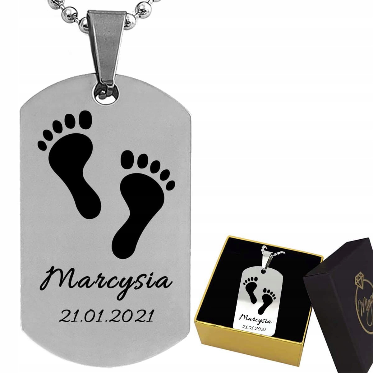 

Nieśmiertelnik Z Grawerem Laserowym Męski Ze Stali