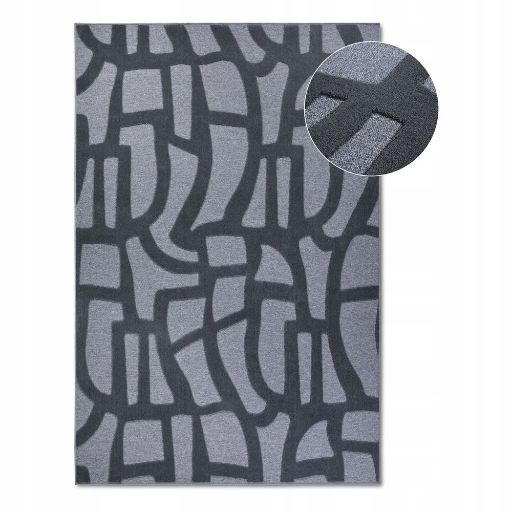 Moderný koberec do obývačky 160 x 230 cm, tmavomodrý, reliéfny 3D vzor