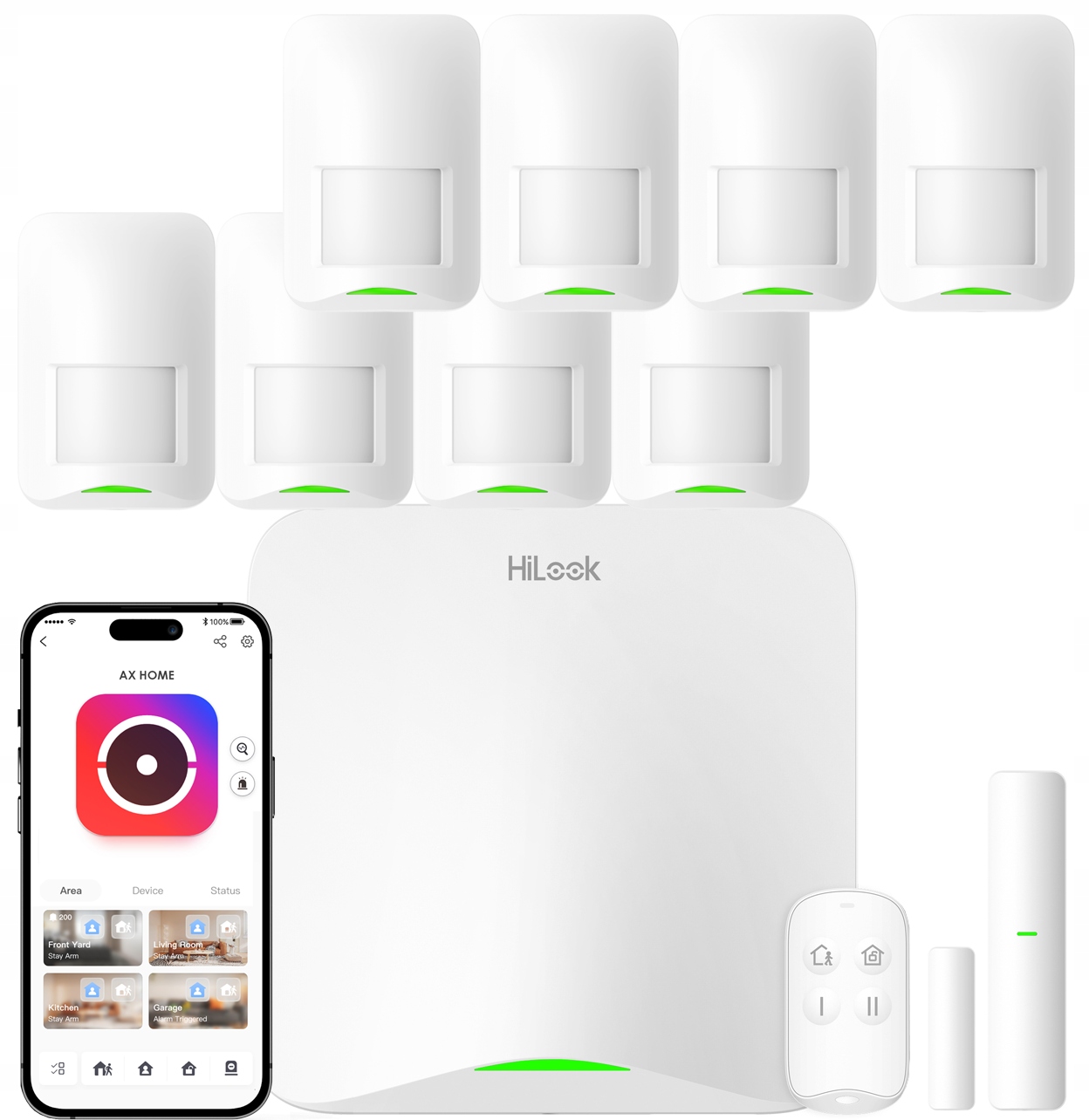Bezdrôtový alarm 8 detektorov pohybu Pir WiFi 4G/LTE Sms Ax Home HiLook Apka