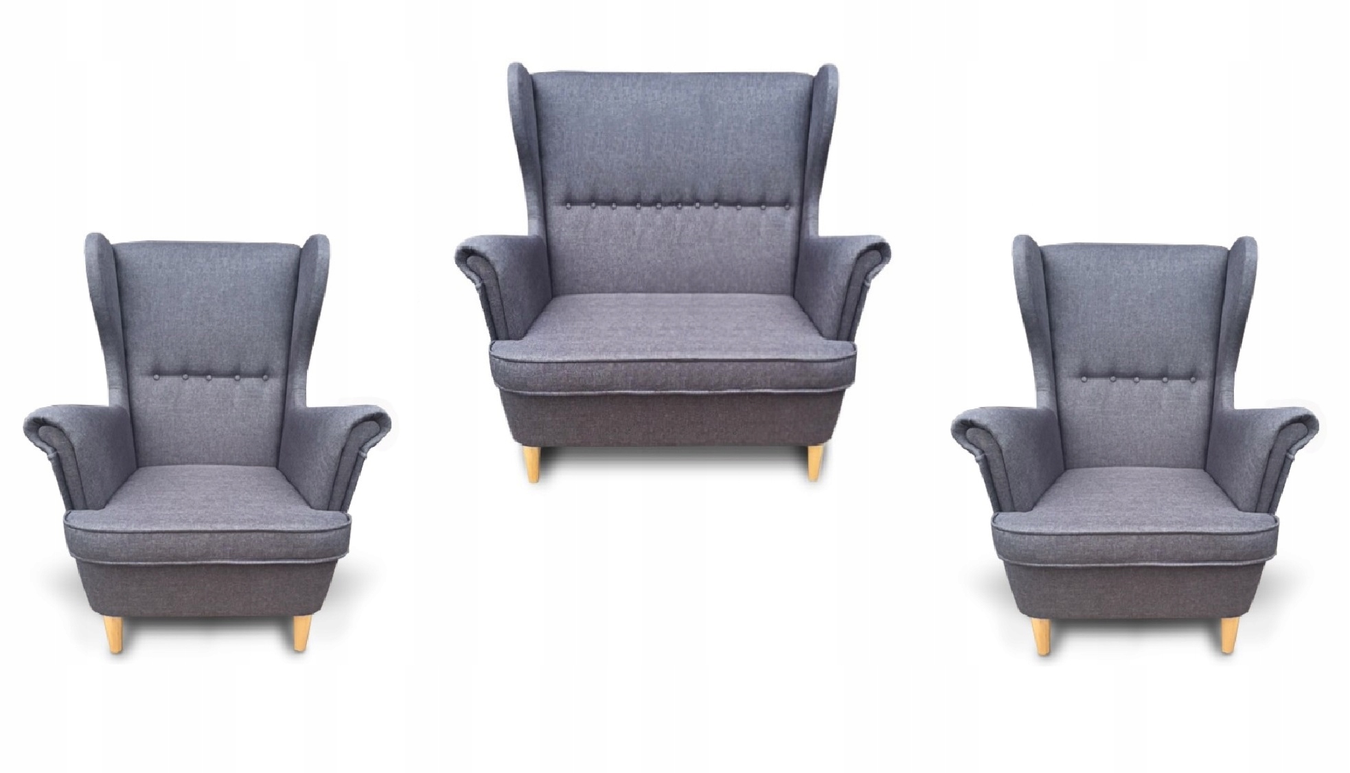 KOMPLET SKANDYNAWSKI WYPOCZYNKOWY SOFA 2 + 1 +1