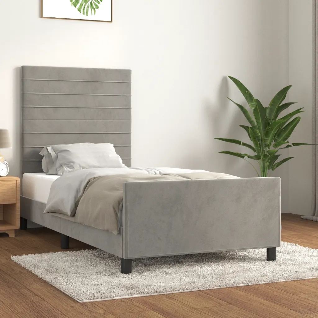 Rám postele bez matrace světle šedý 90 x 200 cm samet Šedá 3125794