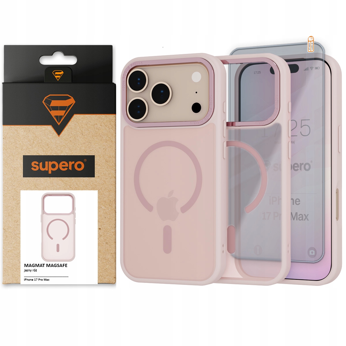Etui ochronne do iPhone 17 Pro Max, matowy pokrowiec tył do MagSafe szkło