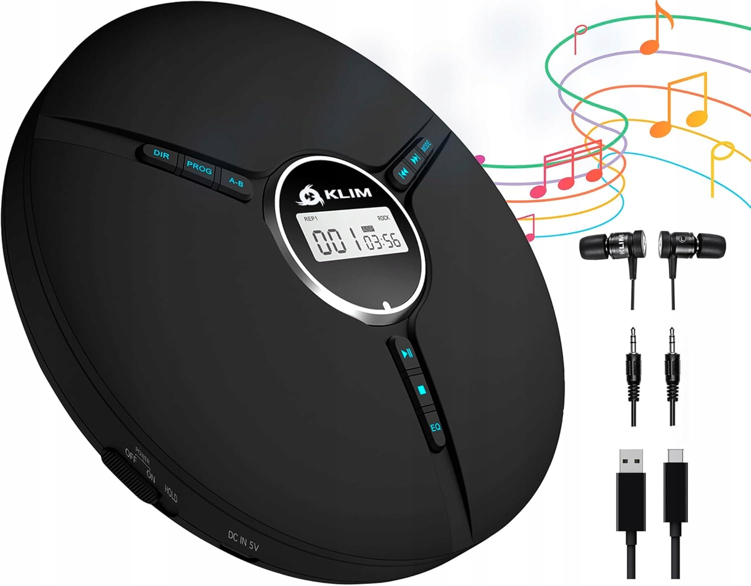 Prenosný CD Prehrávač Walkman Klim Discman Aux 3,5 MM Hifi MP3 Slúchadlá