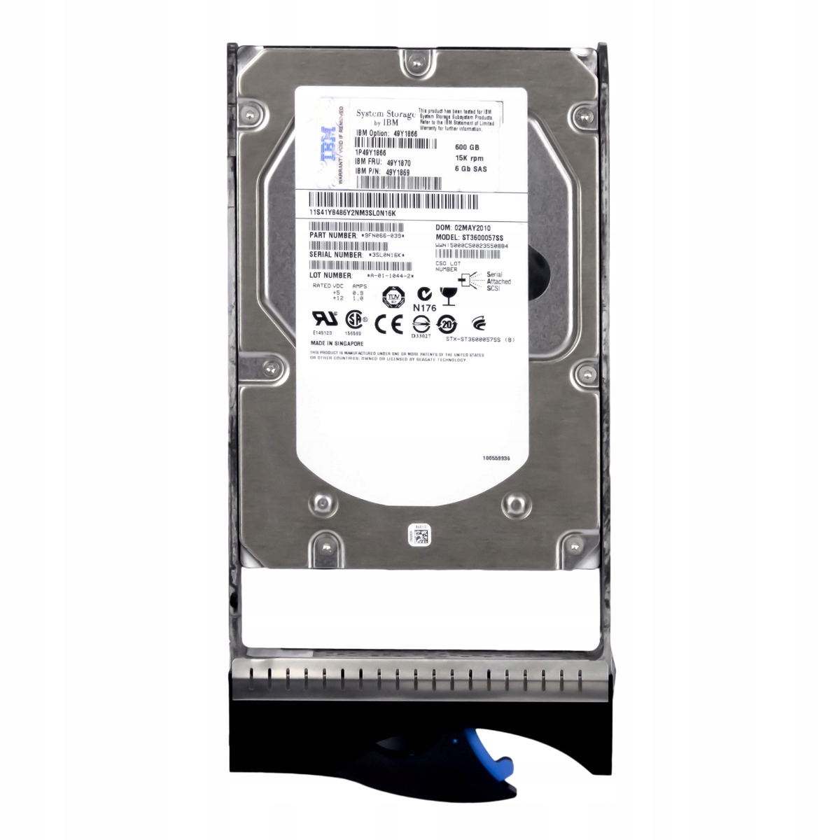 Ibm 49Y1869 49Y1870 600GB 15K 16MB SAS-2 3.5'' ST3600057SS