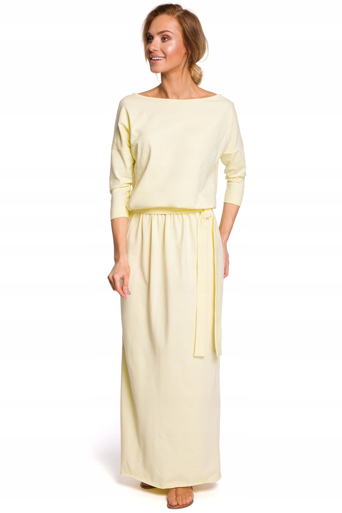 

Bawełniana Sukienka Maxi z Rękawami 7/8 r L/XL