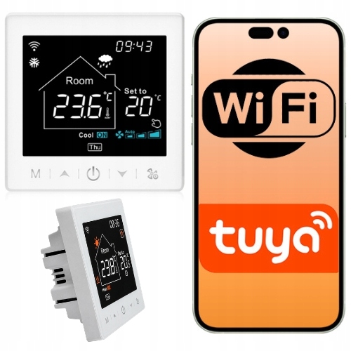 4-rúrkový termostat Fan Coil WiFi Tuya Smart pre klimakonvektor dry contact