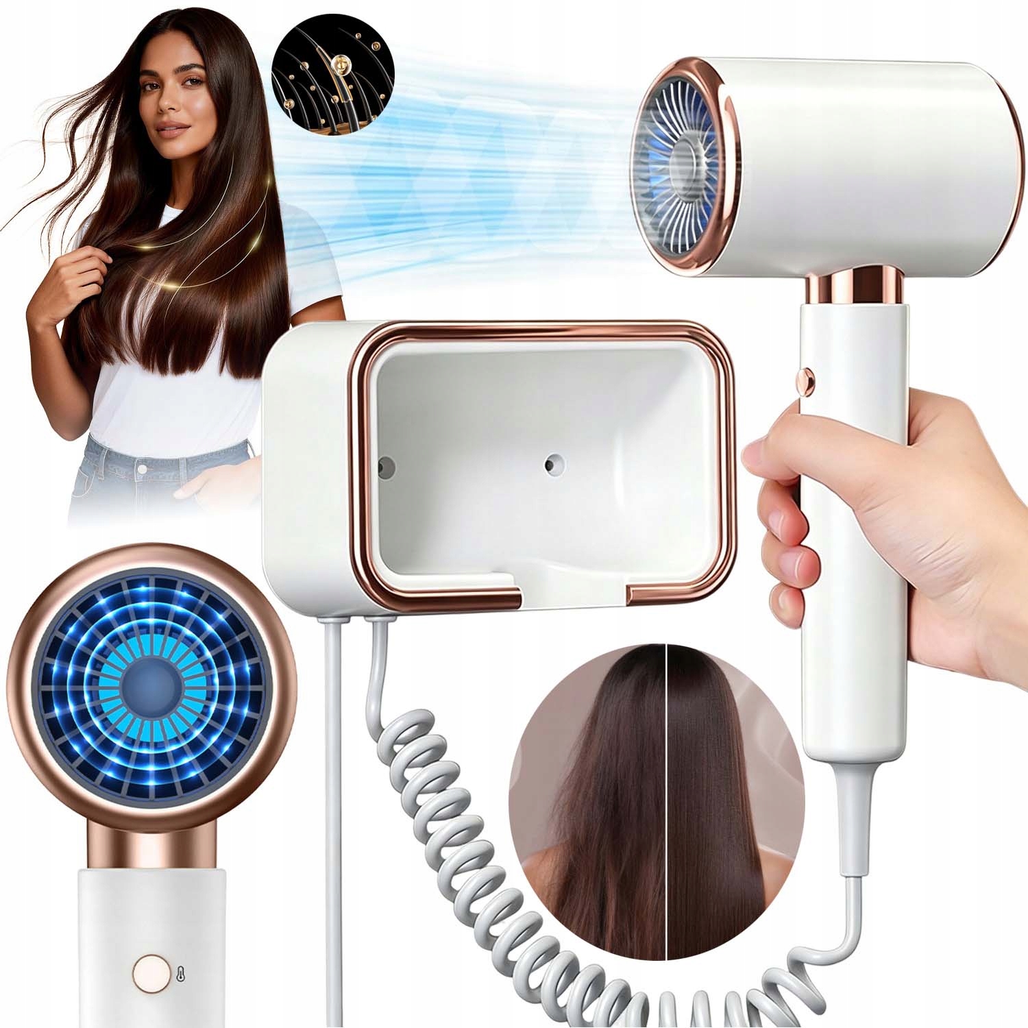 Vysoušeč Vlasů S Ionizací, Výkonný 2000 W, Teplé/studené Proudění Vzduchu, Regulace