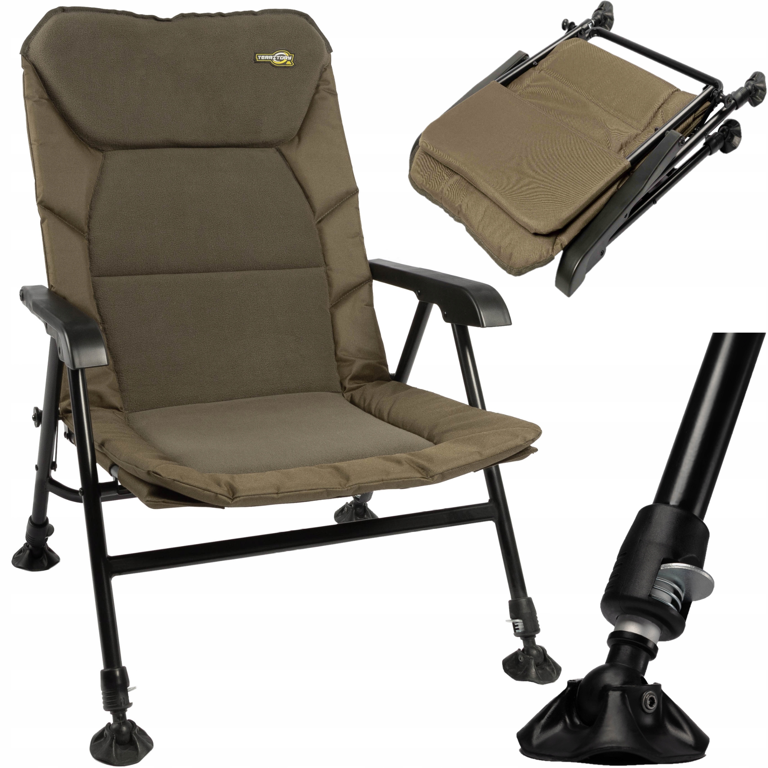 Fotel Wędkarski Składany Regulowany Krzesło Karpiowe Mocny Stabilny