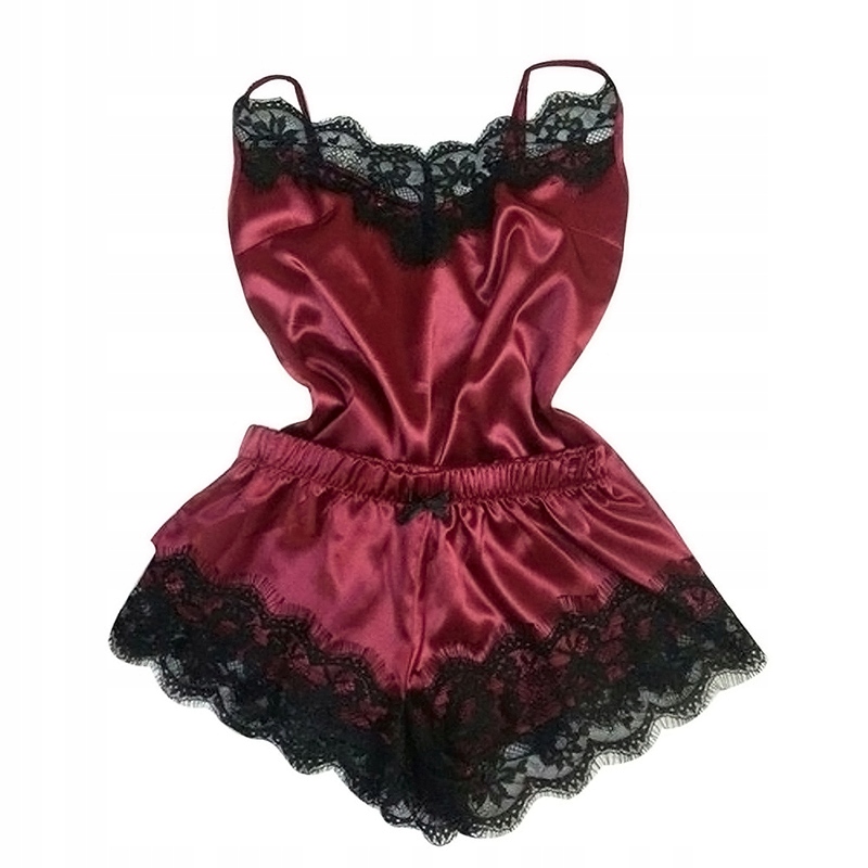 SATYNOWY KOMPLET KOSZULKA NOCNA KORONKA SPODENKI Marka SNM