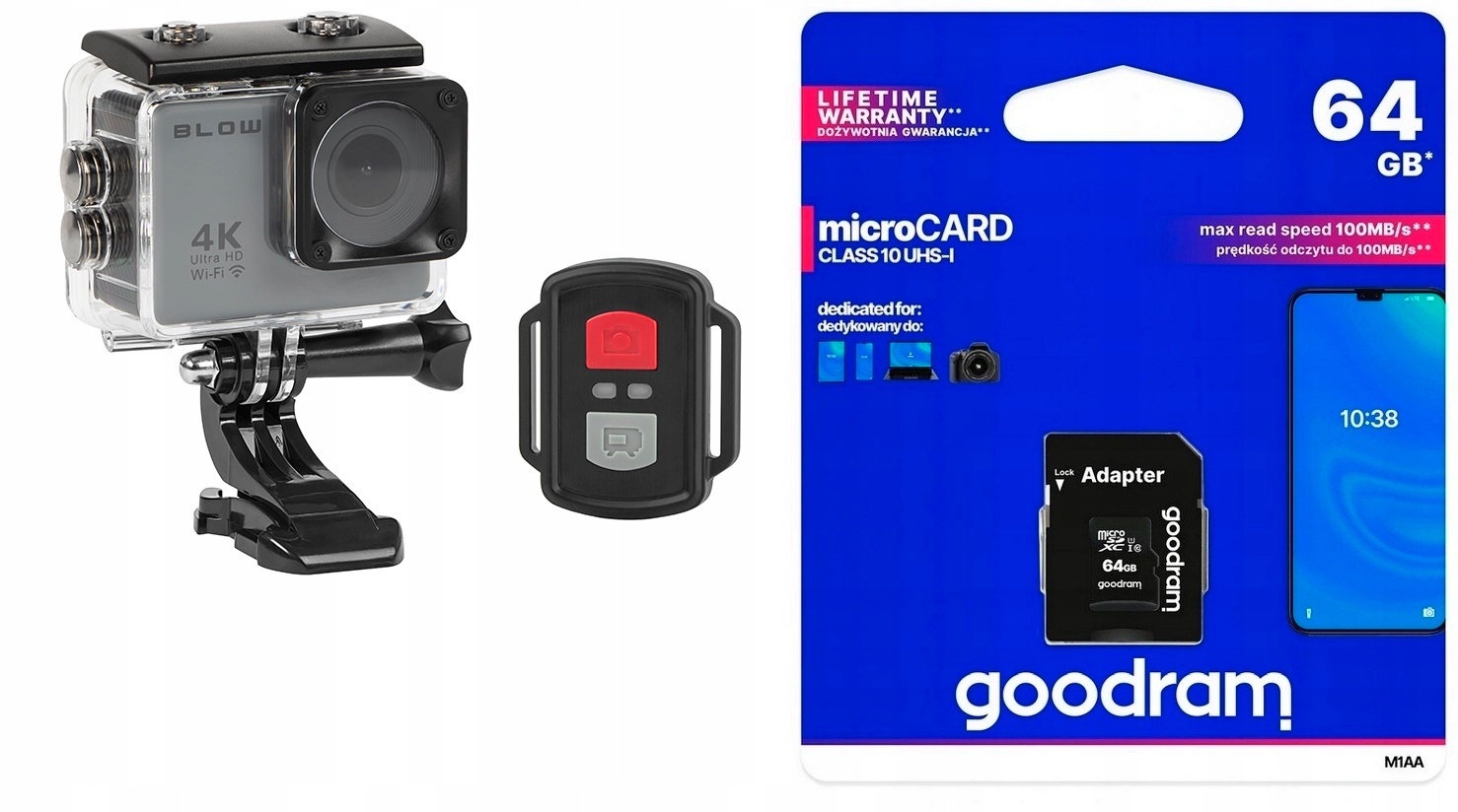 Go Pro4U vodotesná športová kamera 4K s diaľkovým ovládaním ++ 64 Gb