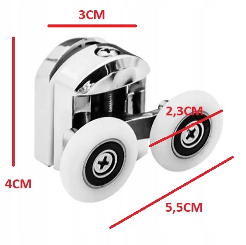 KÓŁKA ROLKI DO KABINY PRYSZNICOWEJ CHROMOWANE KMPL Kod producenta KOMPLET ROLEK