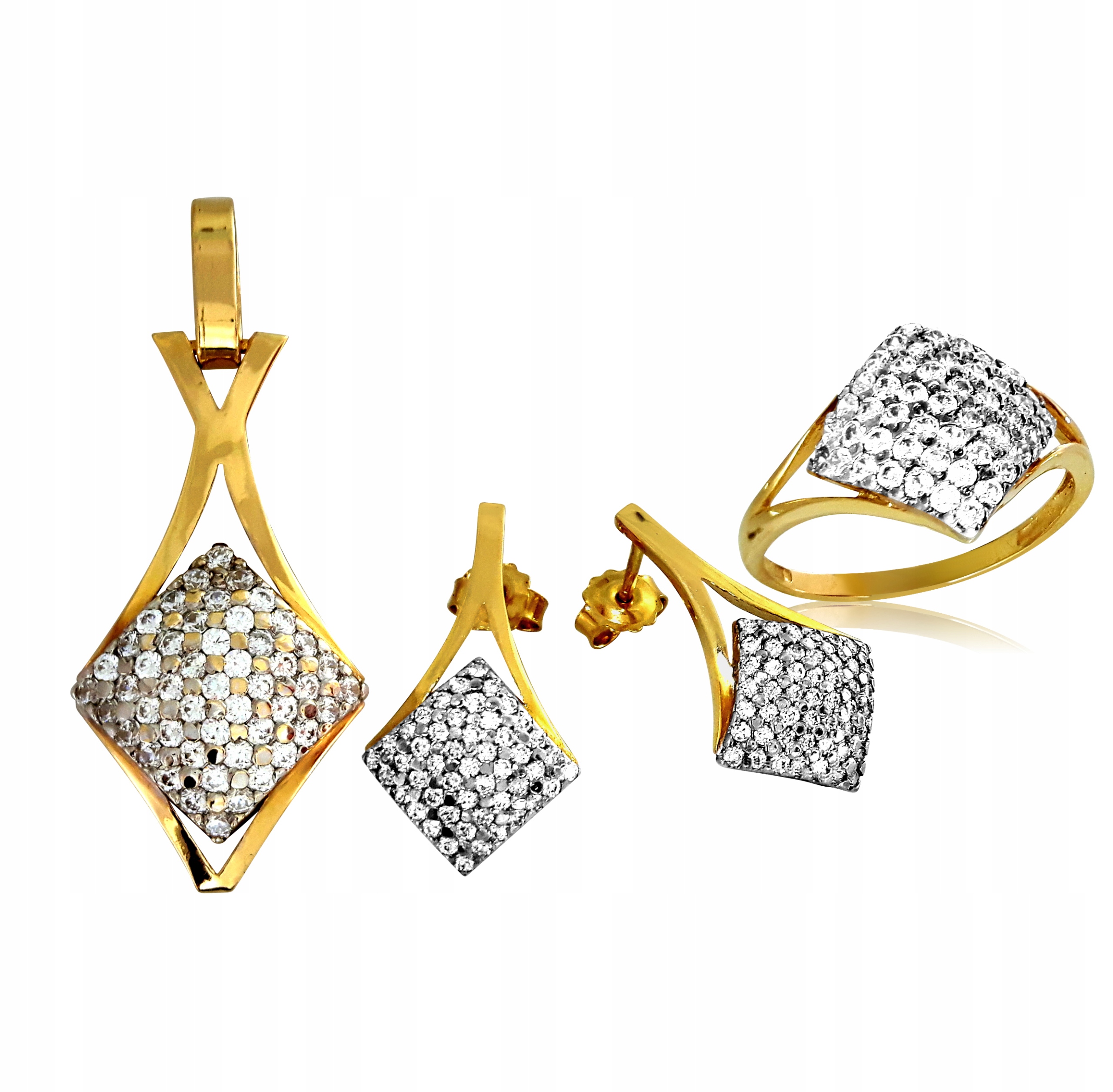 Exkluzivní Krásný Zlatý Komplet Kosočtverců Ryzost 585