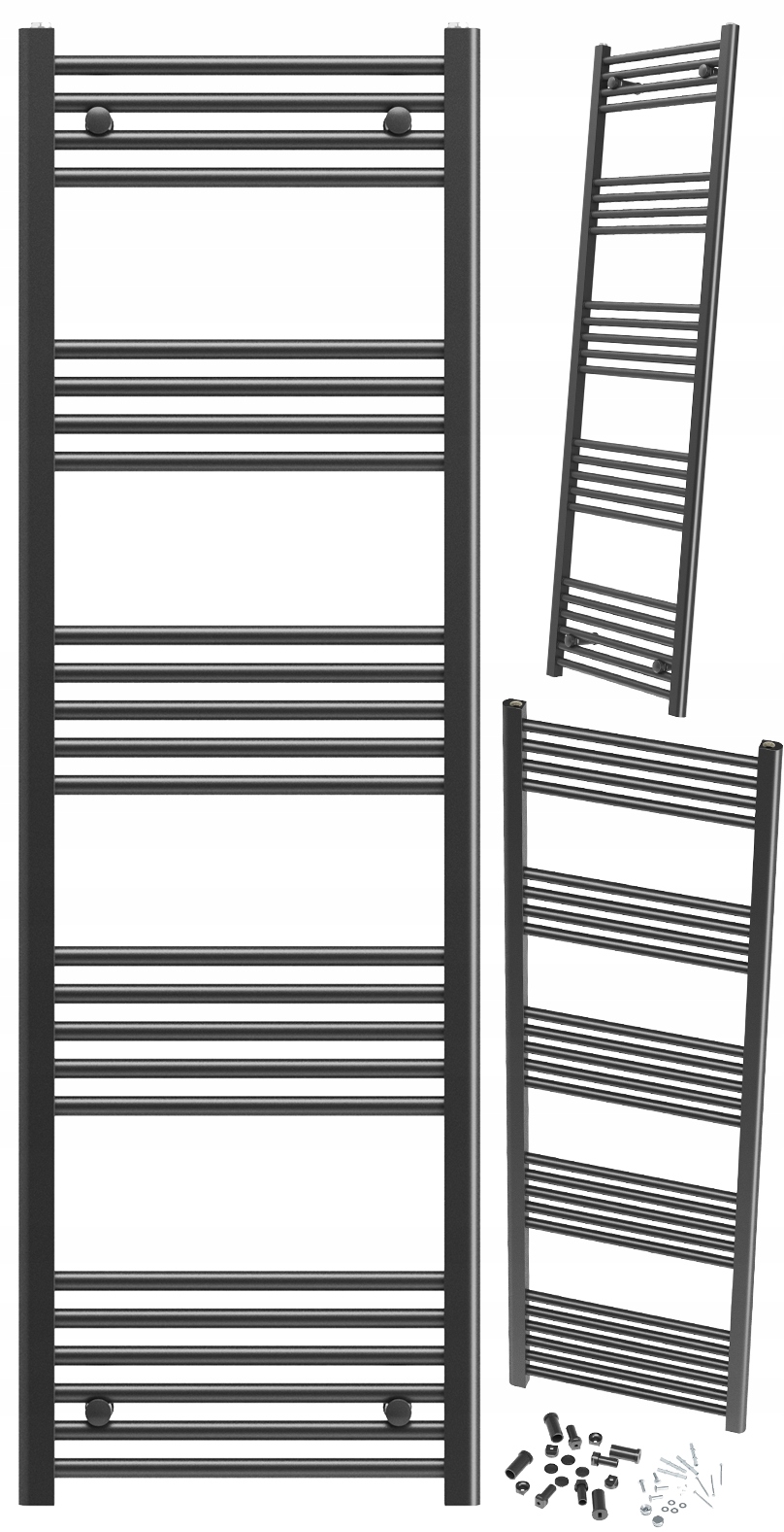 Kúpeľňový Ohrievač Čierny Rebrík 50x160 cm Montáž 180° Kaloryfer Breno