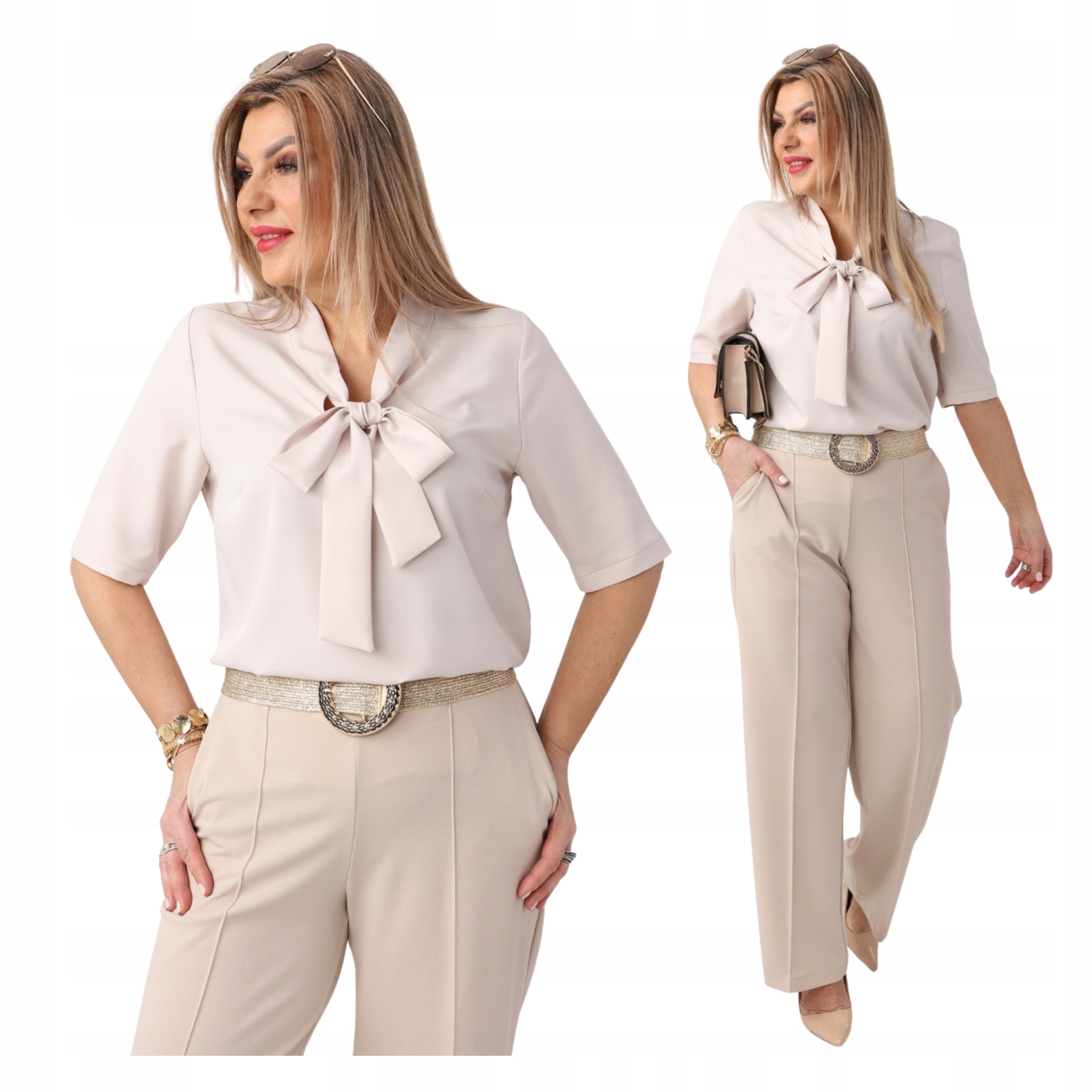 Bluzka damska wiązana pod szyją Polski Producent duże rozmiary luźna elegan