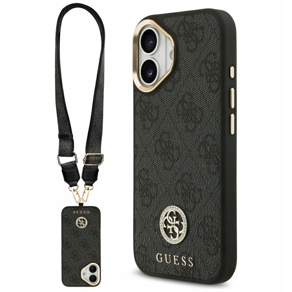 Puzdro Guess 4G Strass Logo & Big Strap Metal Buttons MagSafe pre Apple iPhone