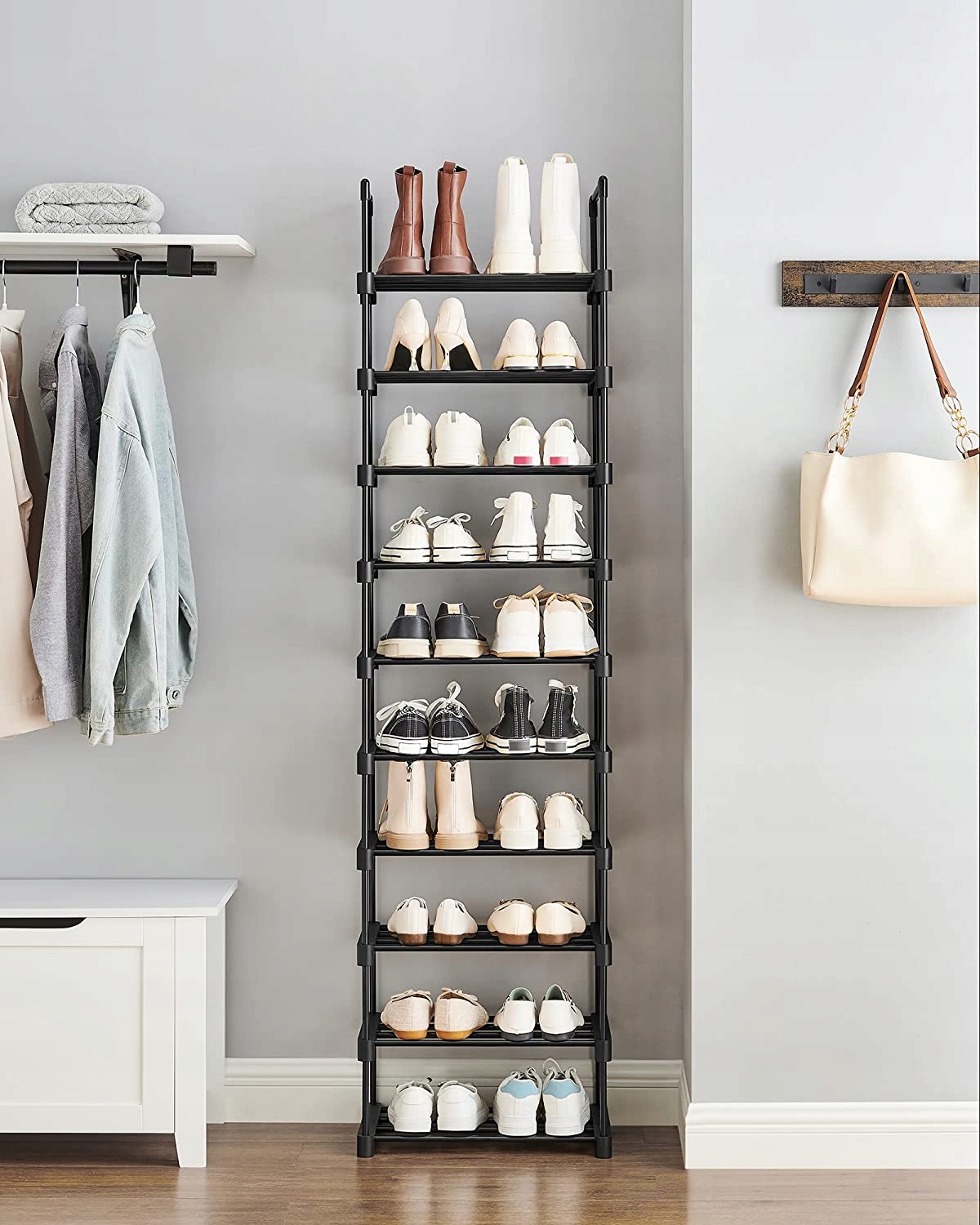 PÓŁKA NA BUTY REGAŁ STOJAK SZAFKA WOLNOSTOJĄCA OBUWIE SKŁADANY 10 POZIOMÓW Typ drzwi Brak drzwi