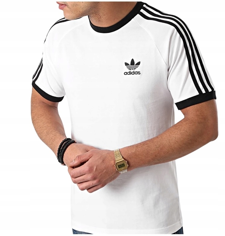 Koszulki Męskie Adidas Biała r. XL Bawełniane Sportowe