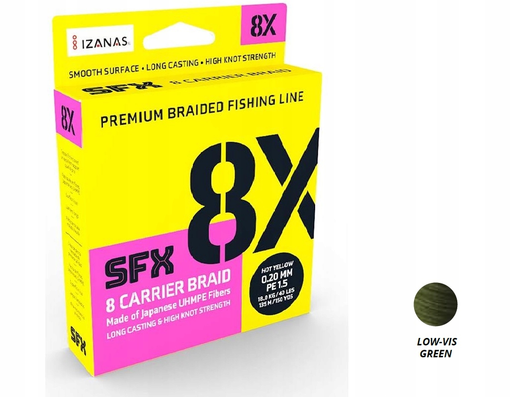 Sufix Sfx 8 Braid 0,104mm 5,0kg 135m Low-Vis Green