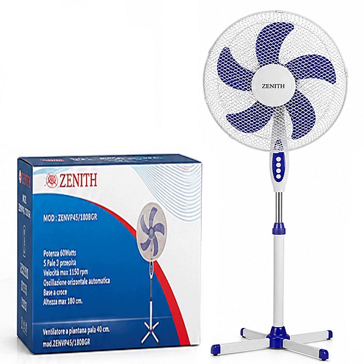 Tichý podlahový ventilátor Zenith 60W Ventilátor 40 cm 180 cm 5 Lopatiek