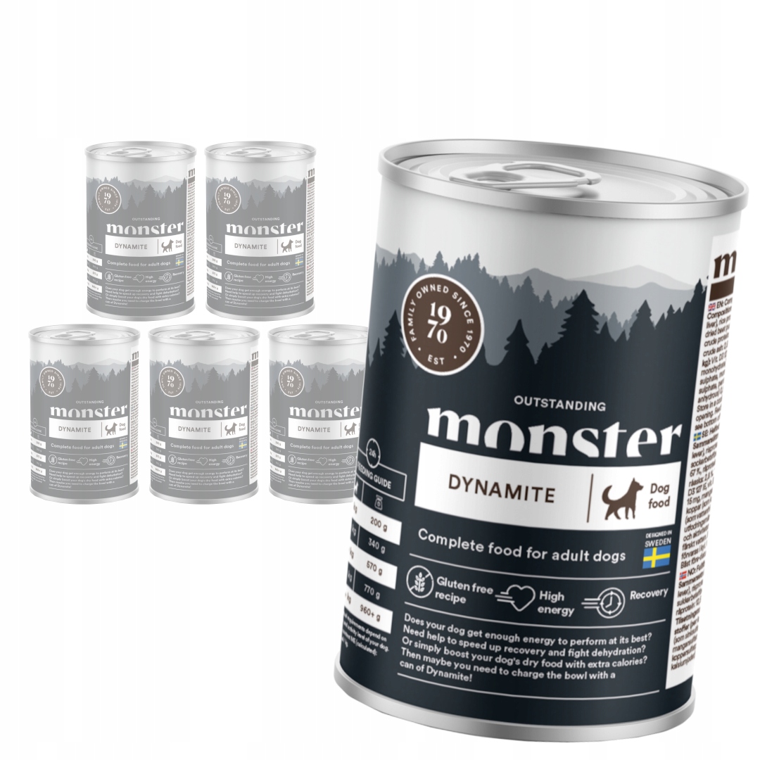 Monster Dog Dynamite 6x400g Bezlepkové Krmivo pro aktivní psy