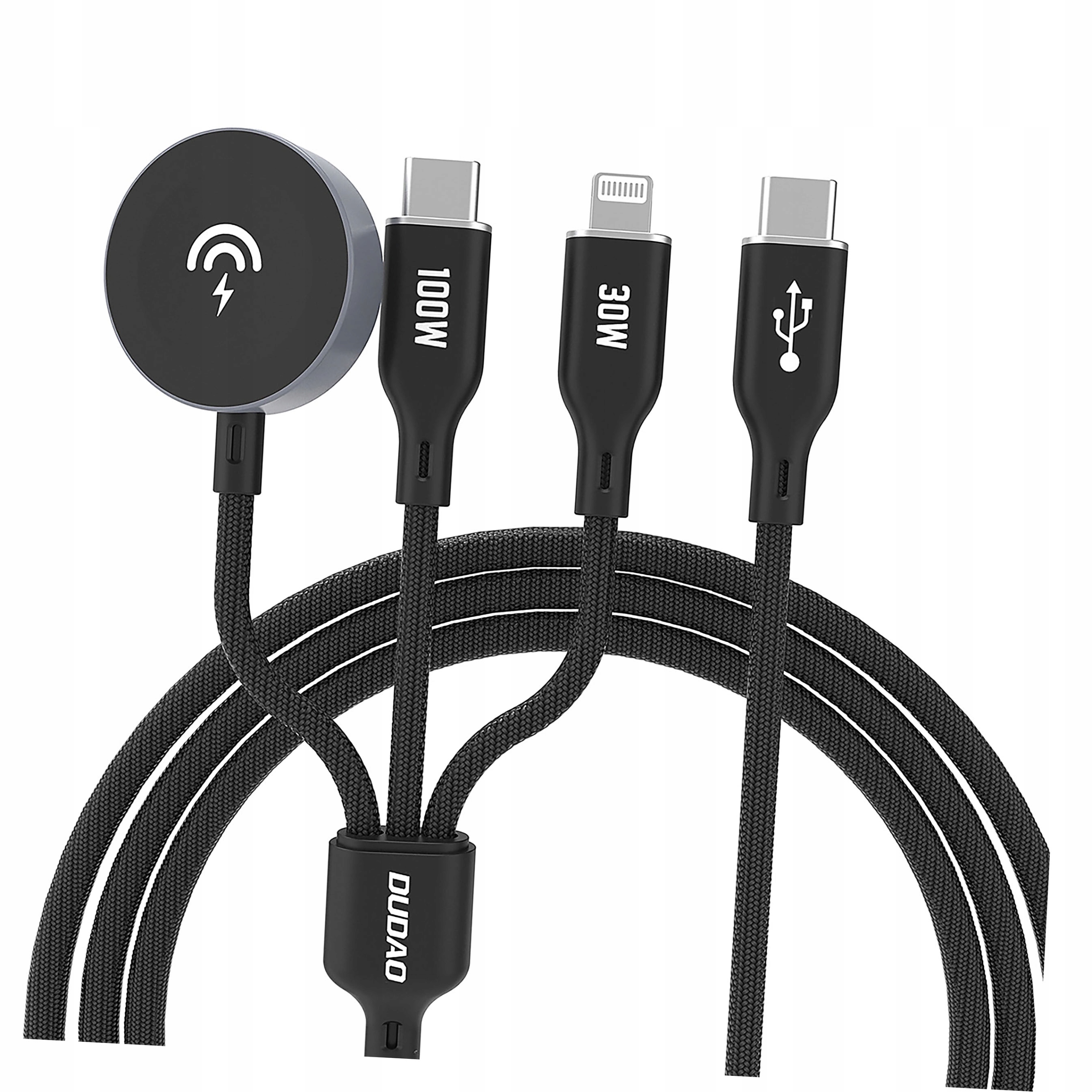 Kabel z ładowarką do Apple Watch A12Max+ Pd 100W 3w1 Usb-c Lightning 1,2m
