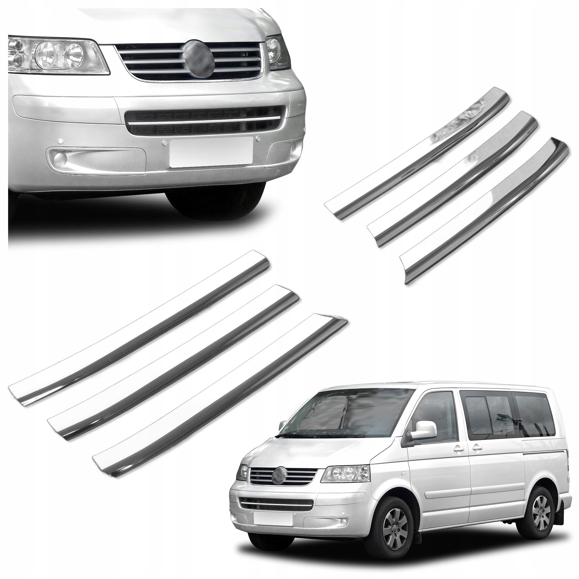 Lišty atrapy predného maskovania grilu pre Vw Caravelle V T5 2003-2009