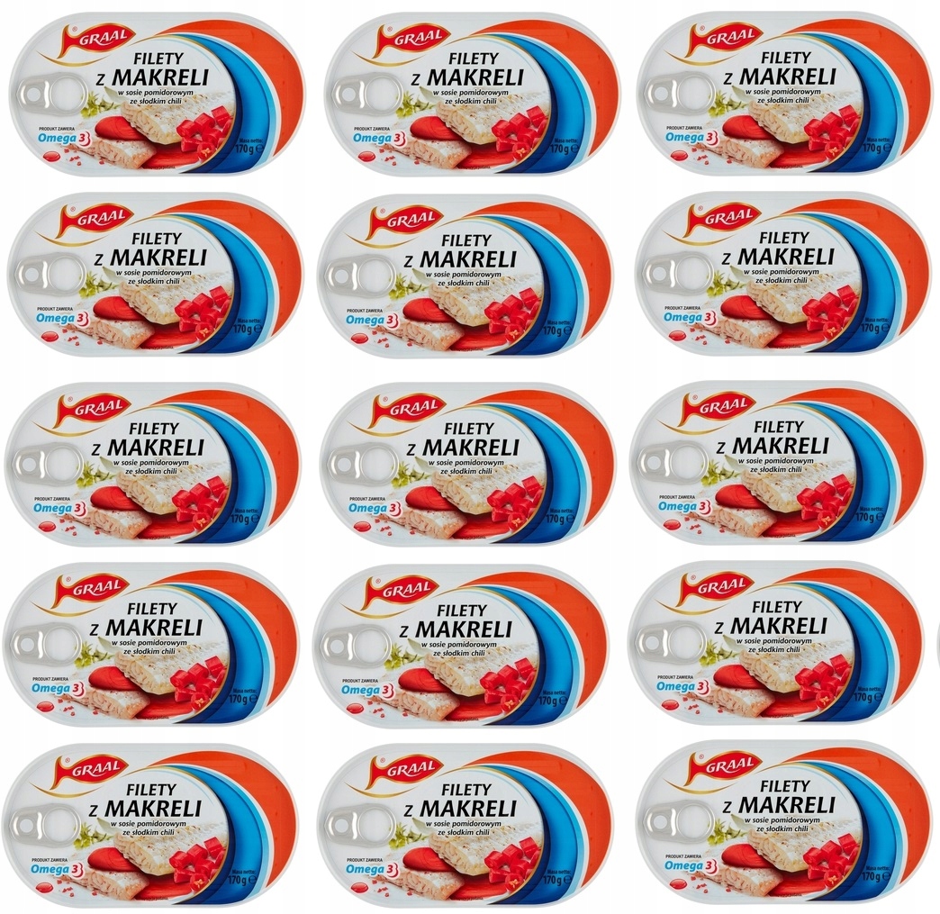Levně 15 x 170 g Graal Filety z makrely v rajčatové omáčce se sladkým chilli Kartonem