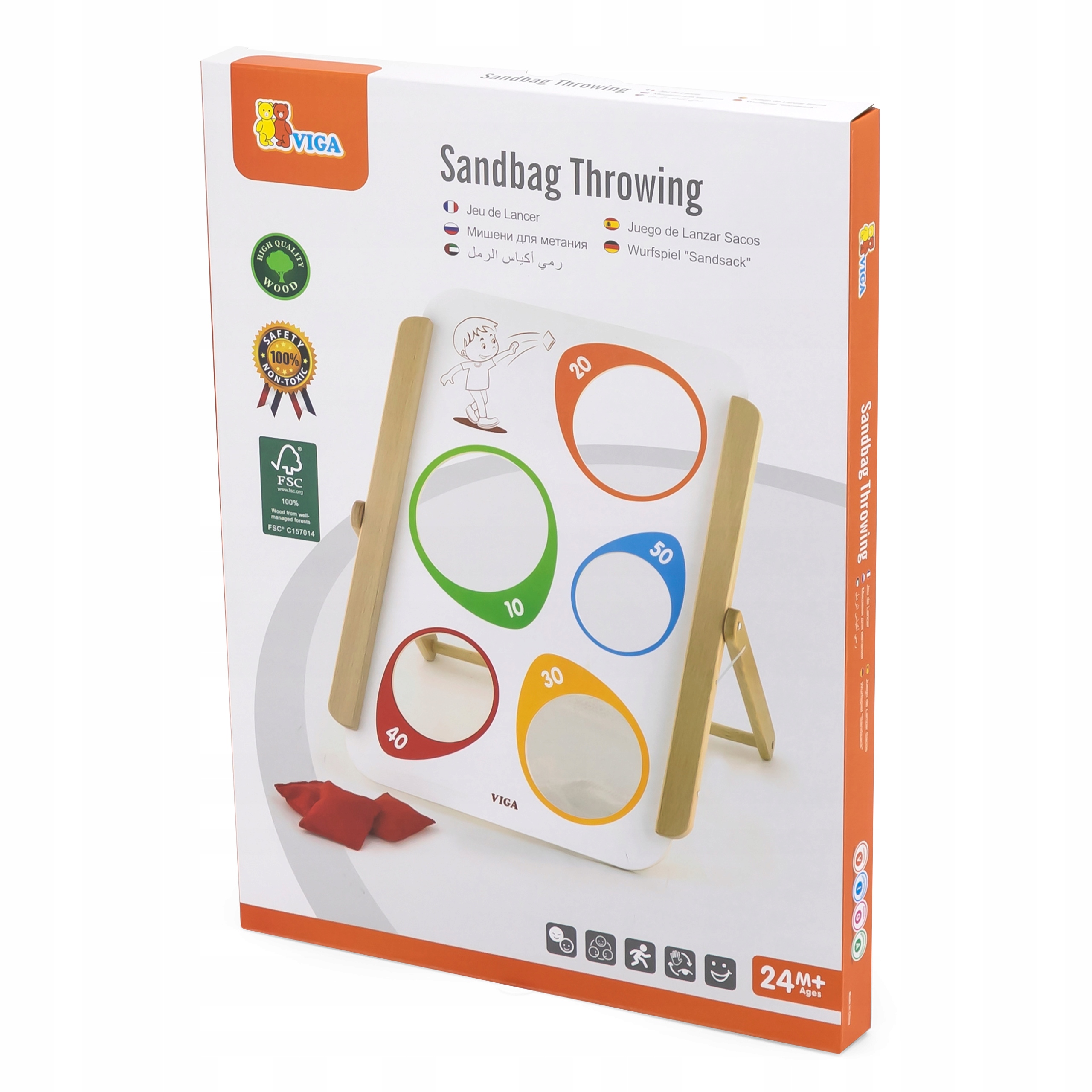 GRA ZRĘCZNOŚCIOWA DLA DZIECI RZUT DO CELU VIGA ZABAWKA DREWNIANA Szerokość produktu 20 cm