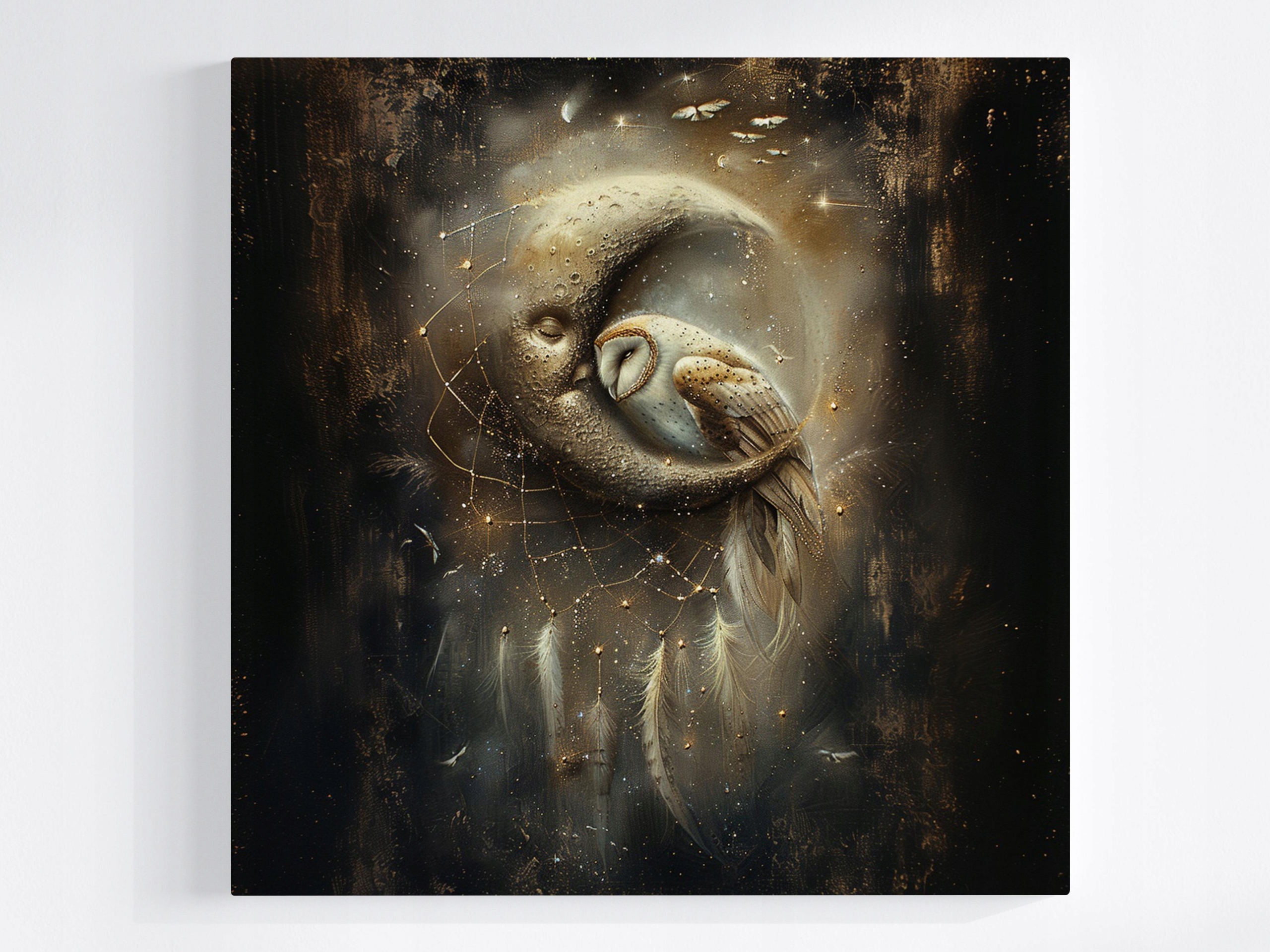 Obraz Na Plátně Canvas Kouzelná Sova Lapač Snů Měsíc Fantasy 80x80