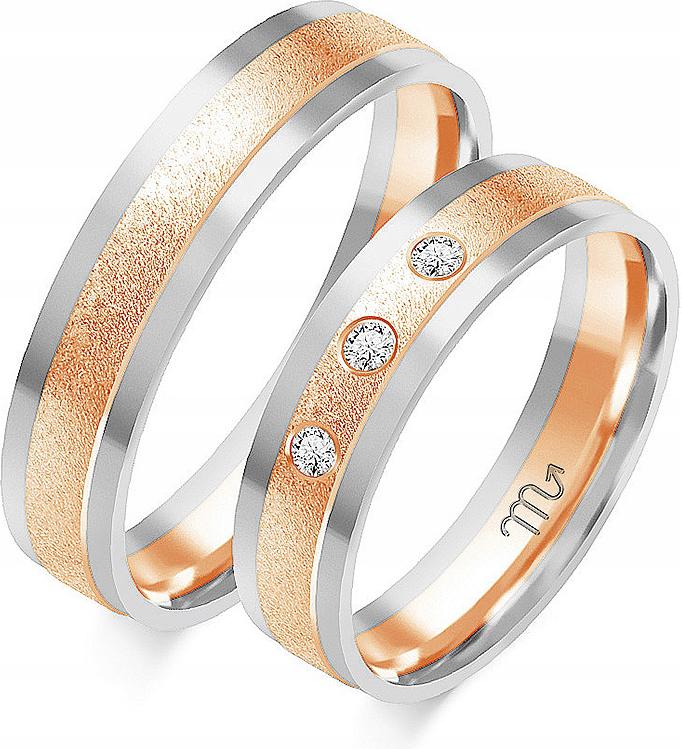 Růžový zlatý snubní prsten 585 na svatba, velikost 35 36 37, dámský, svatební