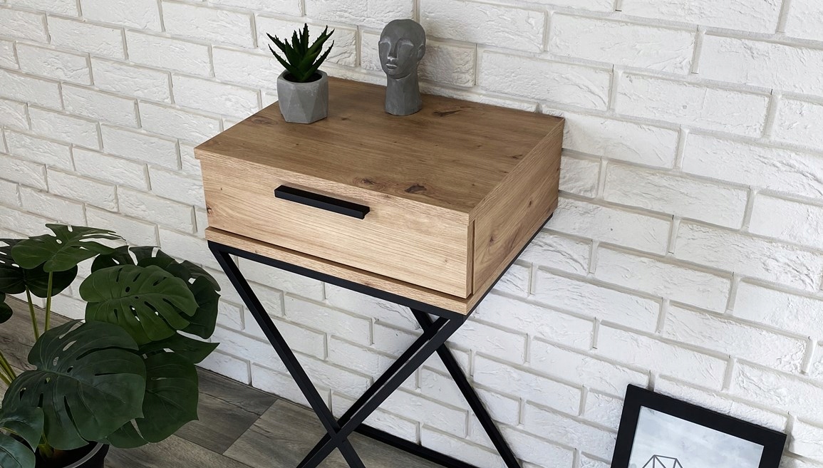 KONSOLA PRZEDPOKÓJ INDUSTRIALNA LOFT DĄB ARTISAN Szerokość mebla 45 cm